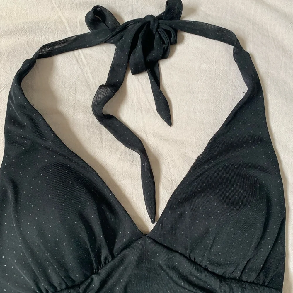 Vintage Sparkly Halter-Neck Ruched Top - Picture 4 of 7